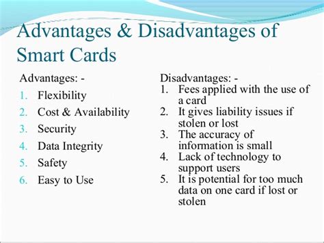 advantage of smart cards|smart card advantages and disadvantages.